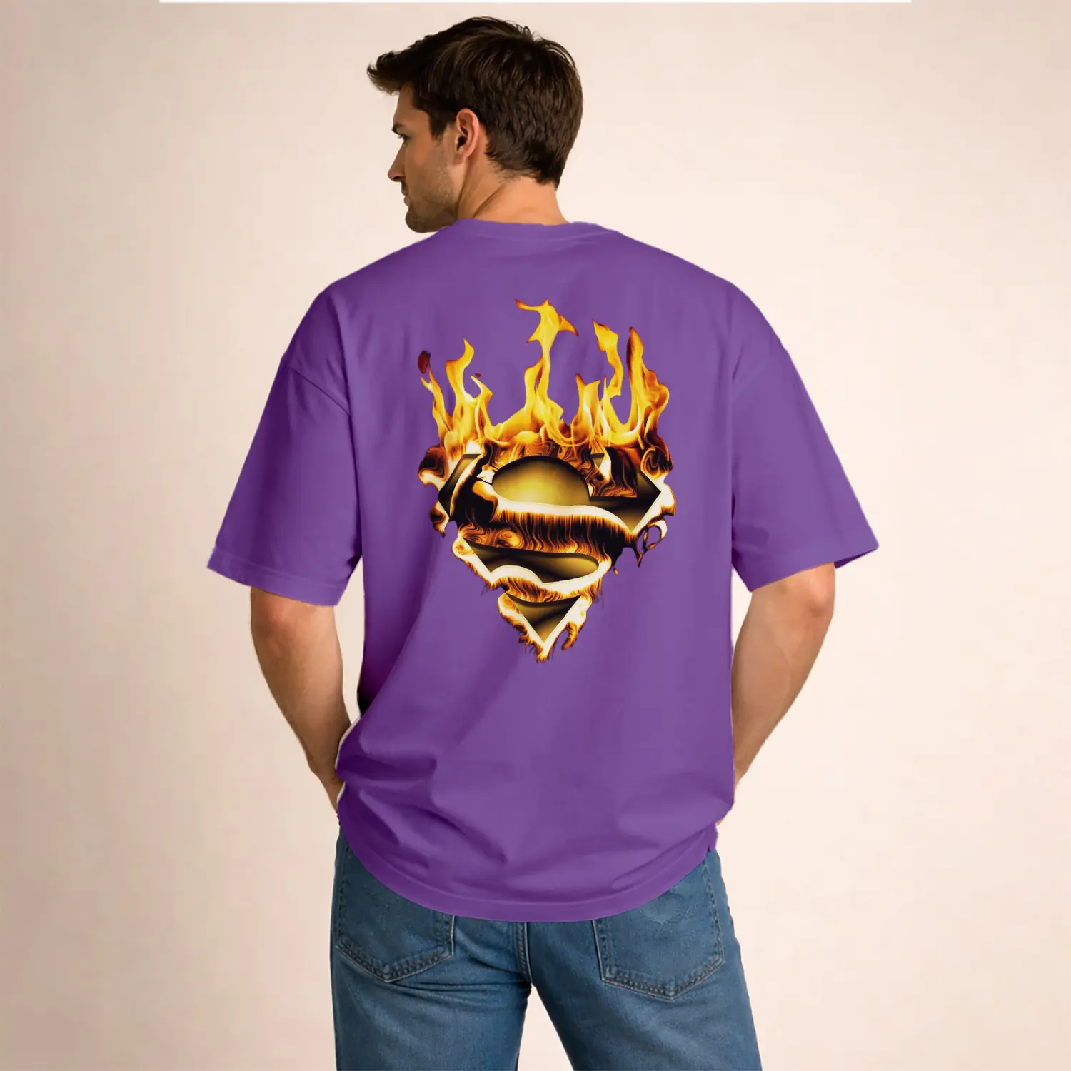 Alev Temalı Dinamik Sembol Baskılı Erkek Tişört