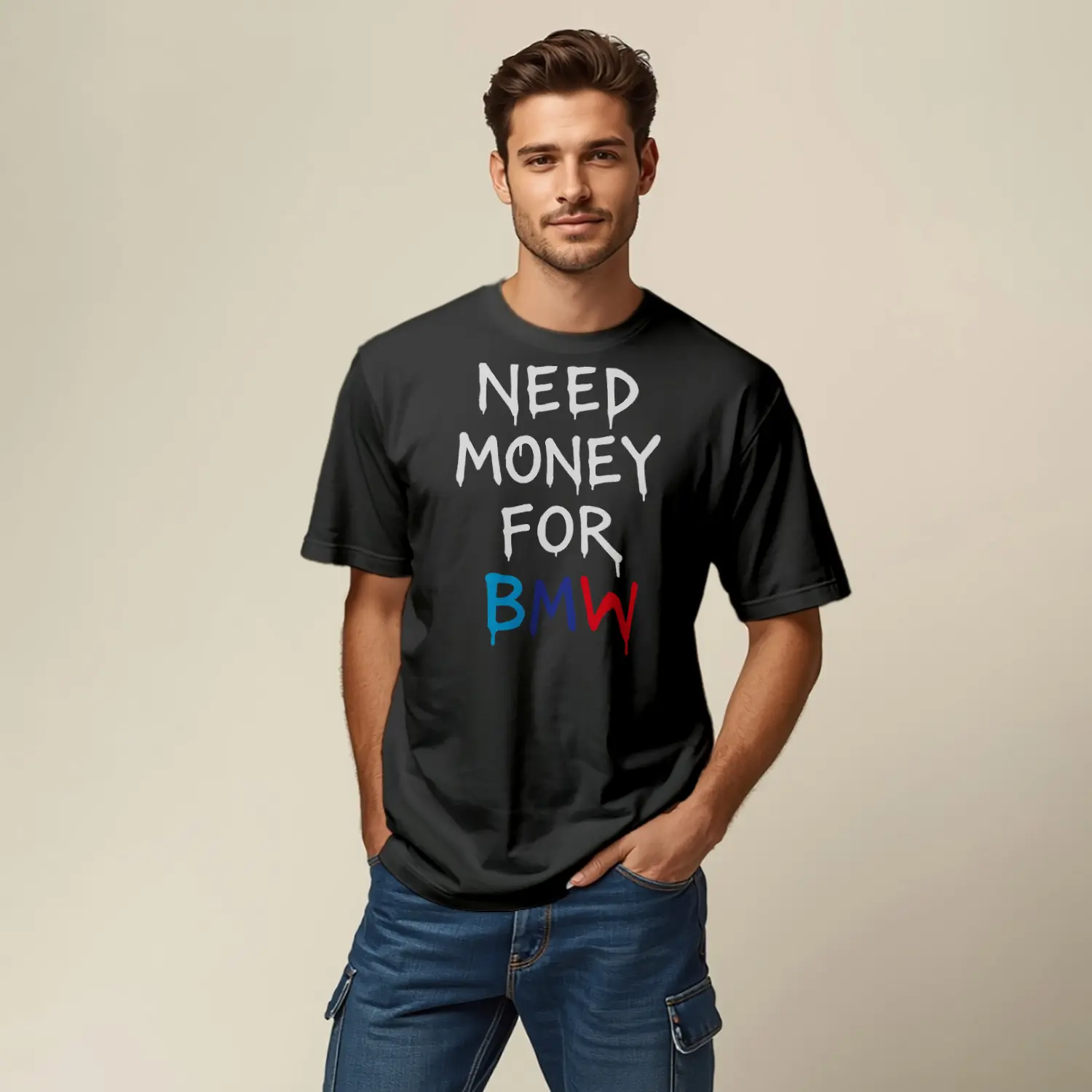 Araba Tutkusu Esprili Yazılı Baskılı Erkek Tişört