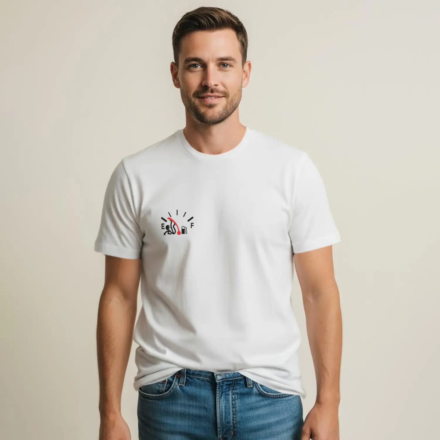 Benzin Gösterge Tasarımlı Leke Tutmaz Baskılı Erkek Tişört