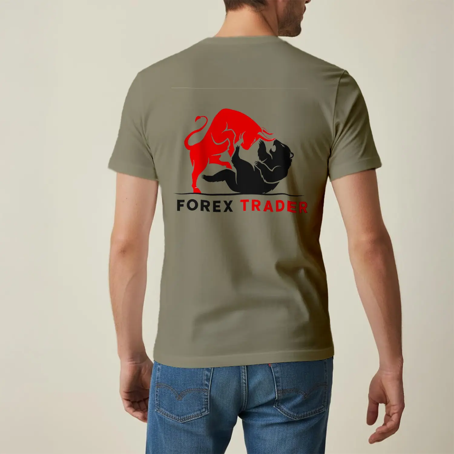 Boğa Ve Ayı Temalı Grafik Baskılı Erkek Tişört