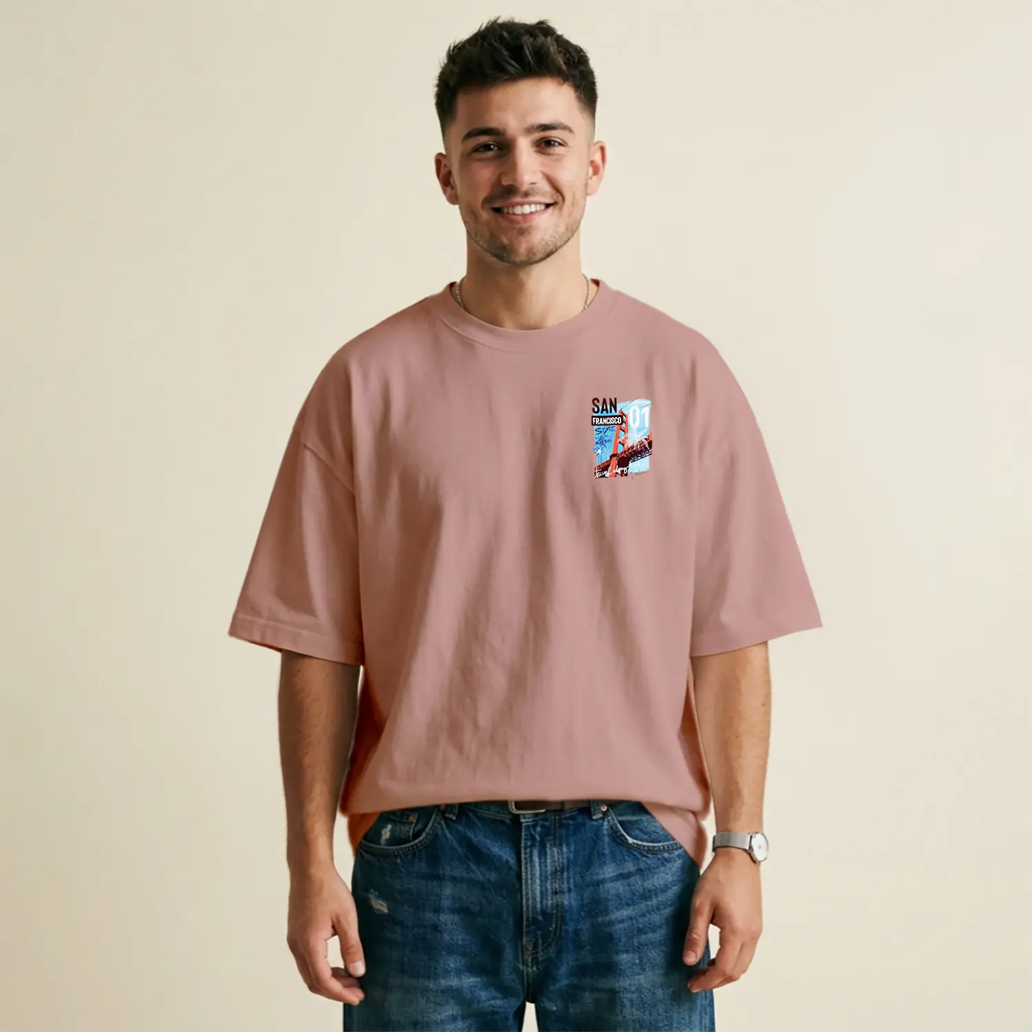 California Temalı Grafik Tasarım Baskılı Erkek Tişört