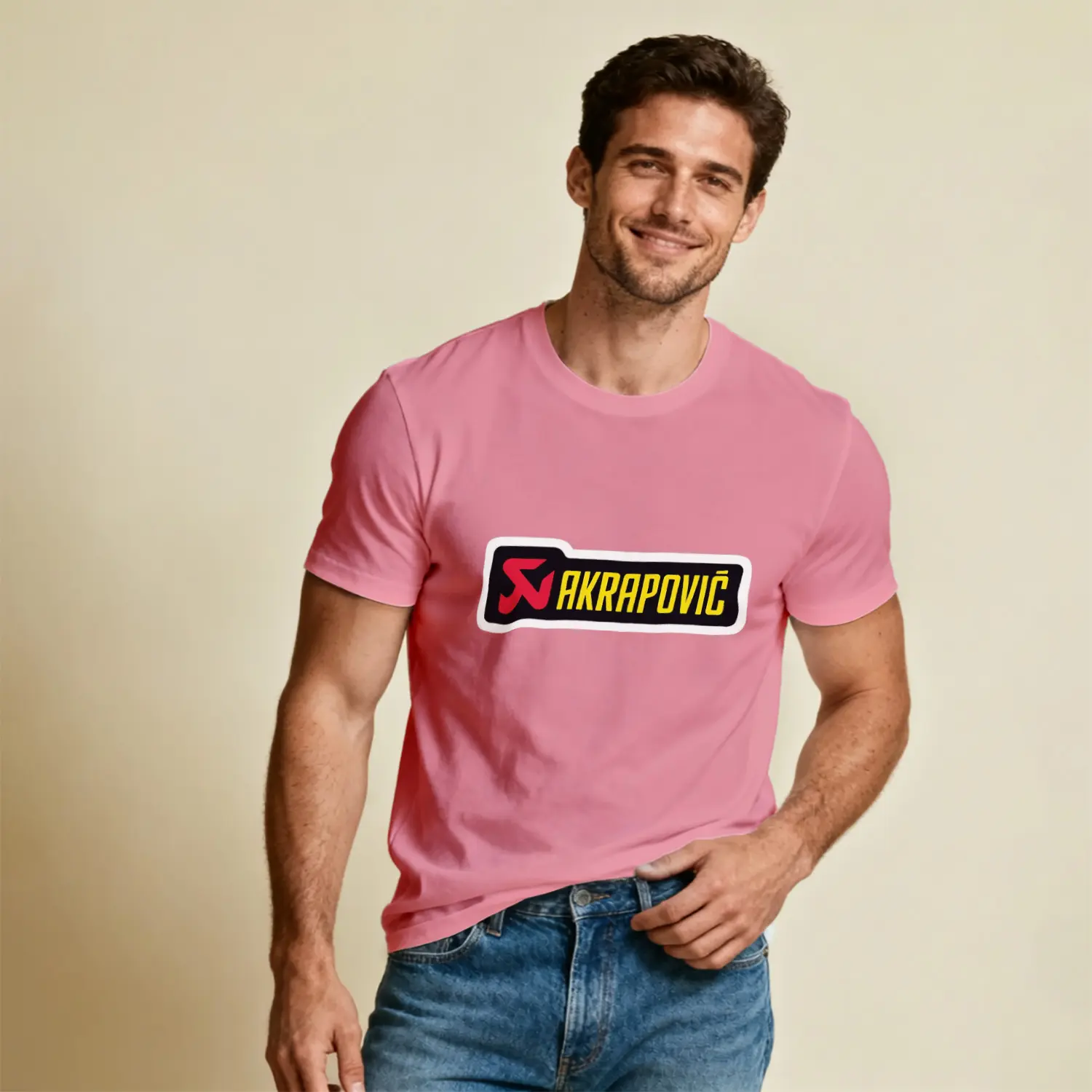 Egzoz Sistemi Markası Siyah Etiket Logo Baskılı Erkek Tişört