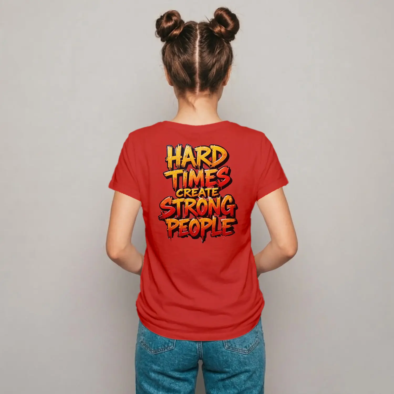 Güçlü İnsan Mesajlı Motivasyon Baskılı Kadın Tişört