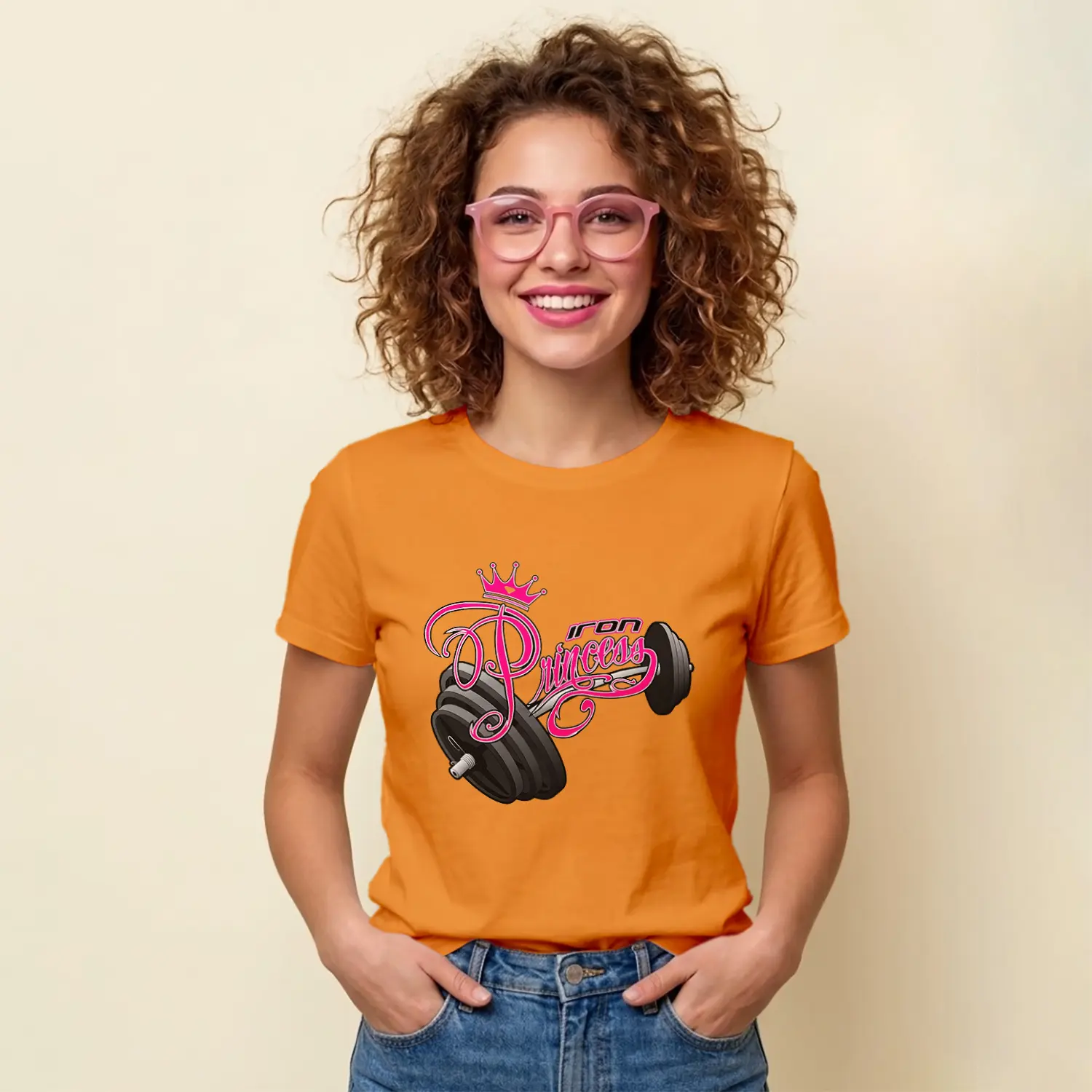 Güçlü Prenses Spor Temalı Baskılı Kadın Tişört