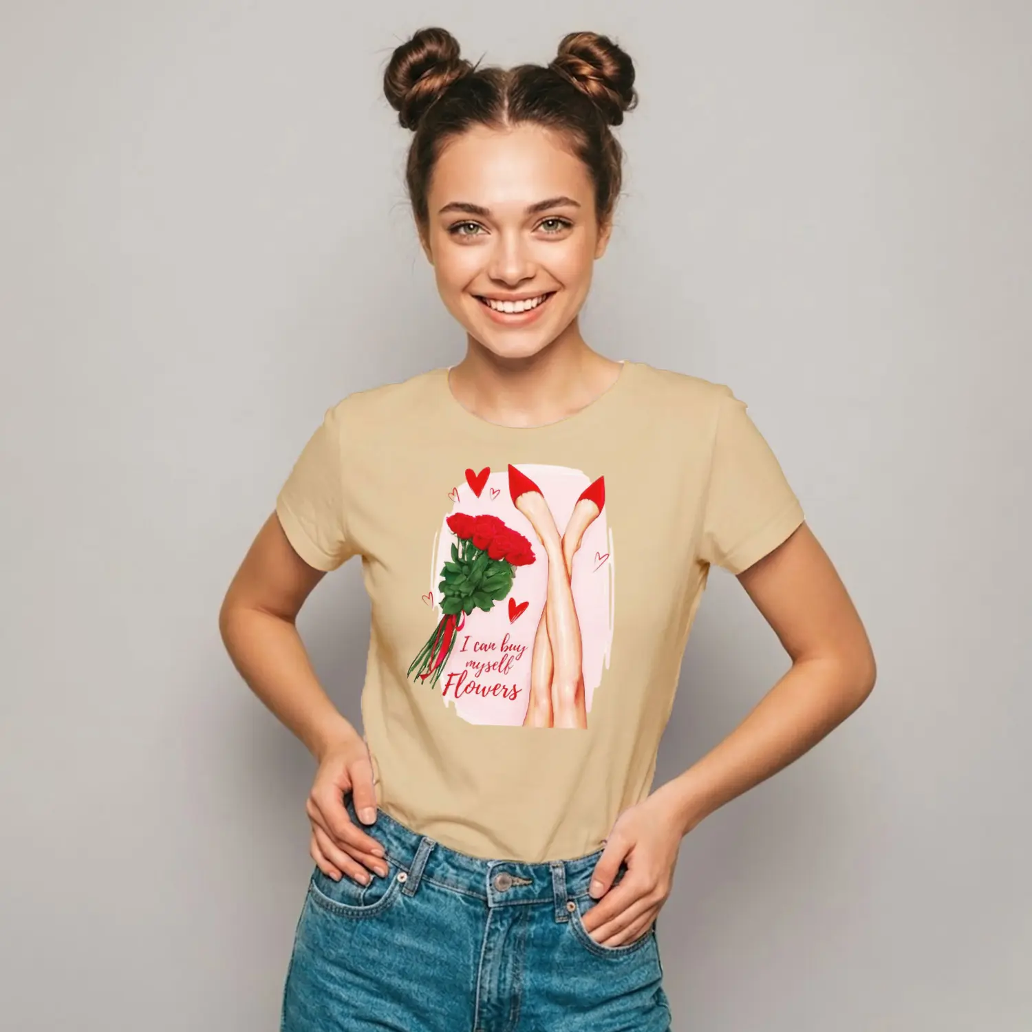 I Can Buy Myself Flowers Temalı Şık Kadın Tişört