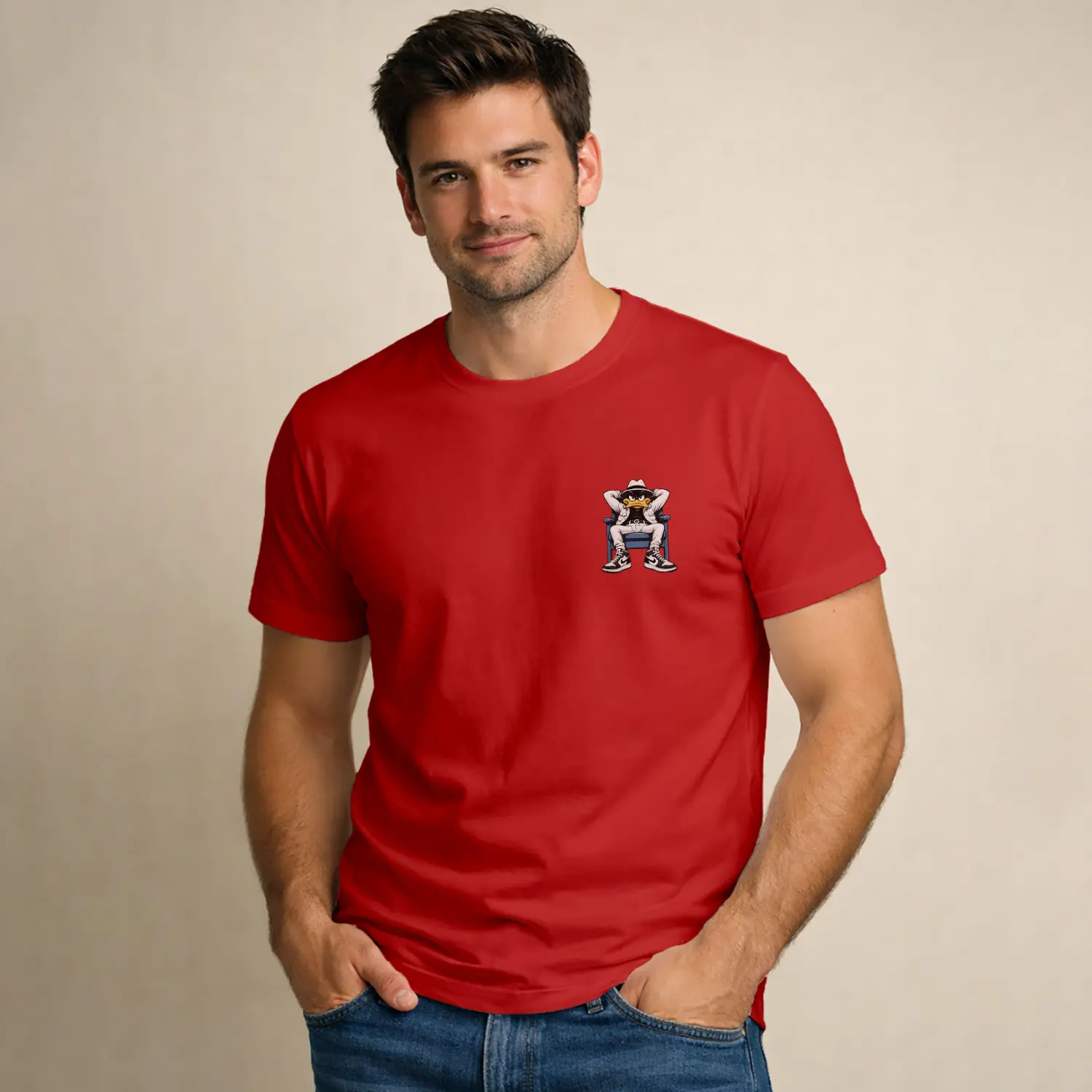 Rahat Oturan Baskılı Erkek Tişört