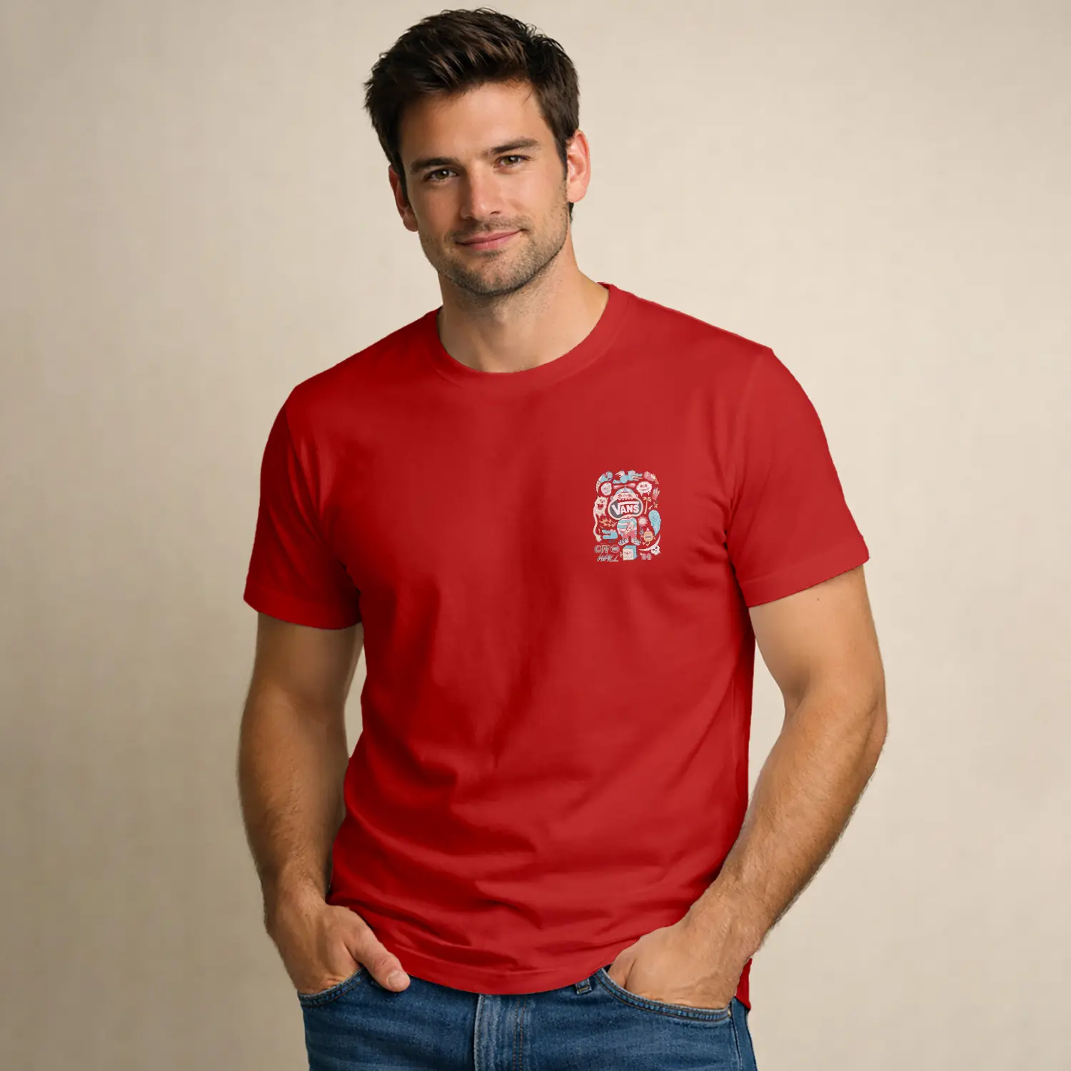 Renk Grafik Detaylı Baskılı Erkek Tişört