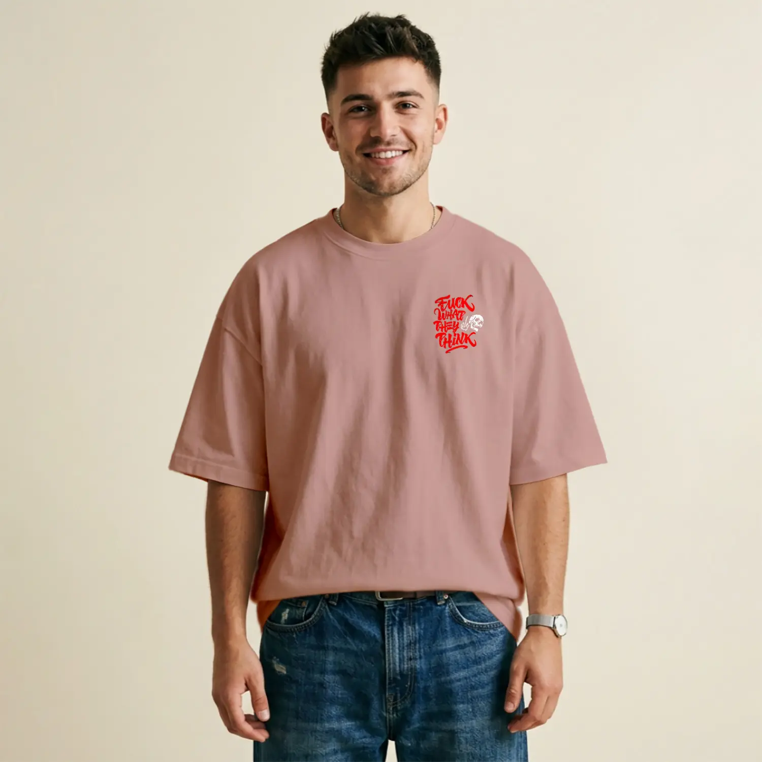 Kafatası Ve Yazılı Stil Tasarım Baskılı Erkek Tişört