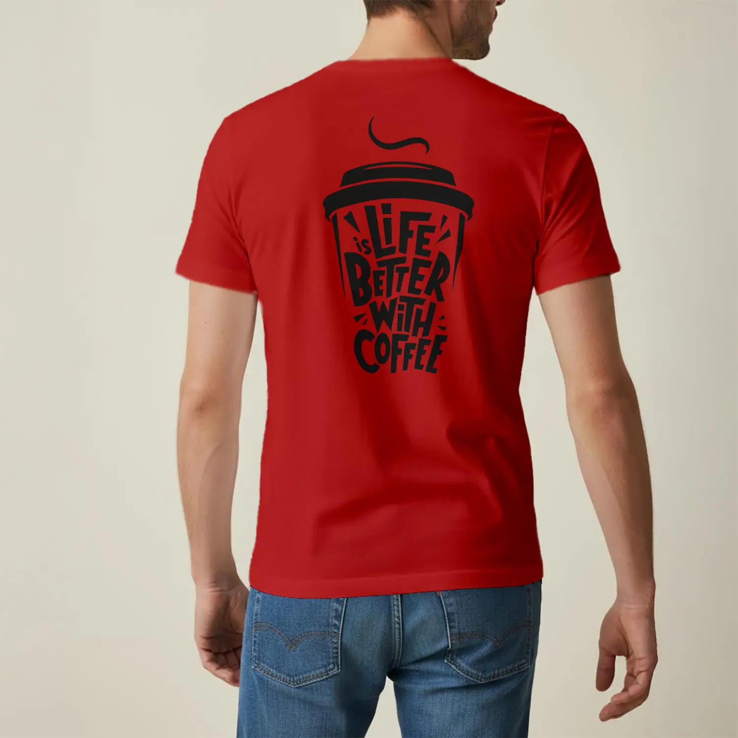 Kahve Ve Hayat Temalı Spor Baskılı Erkek Tişört
