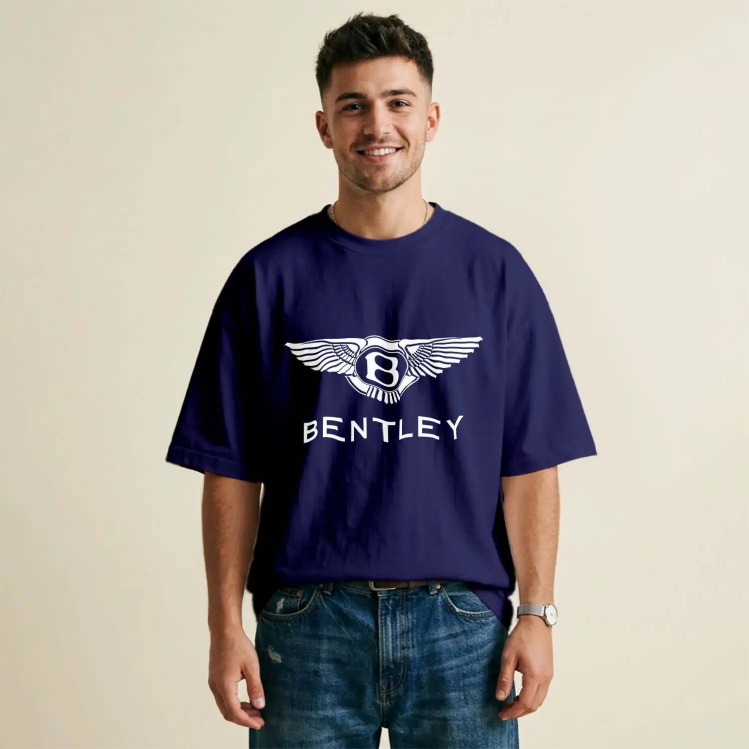 Kanatlı Motorlu Yazı Desenli Baskılı Erkek Tişört