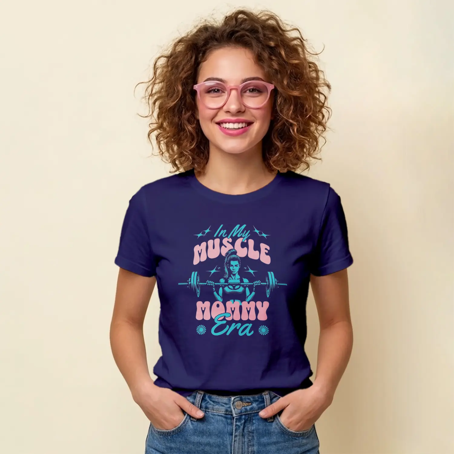 Kaslı Anne Dönemi Spor Temalı Baskılı Kadın Tişört