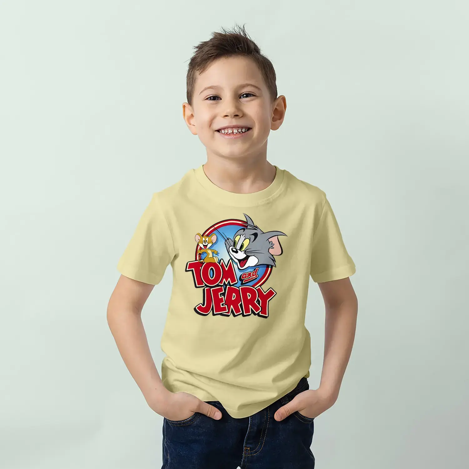 Kedi Fare Eğlence Baskılı Erkek Çocuk Tişört