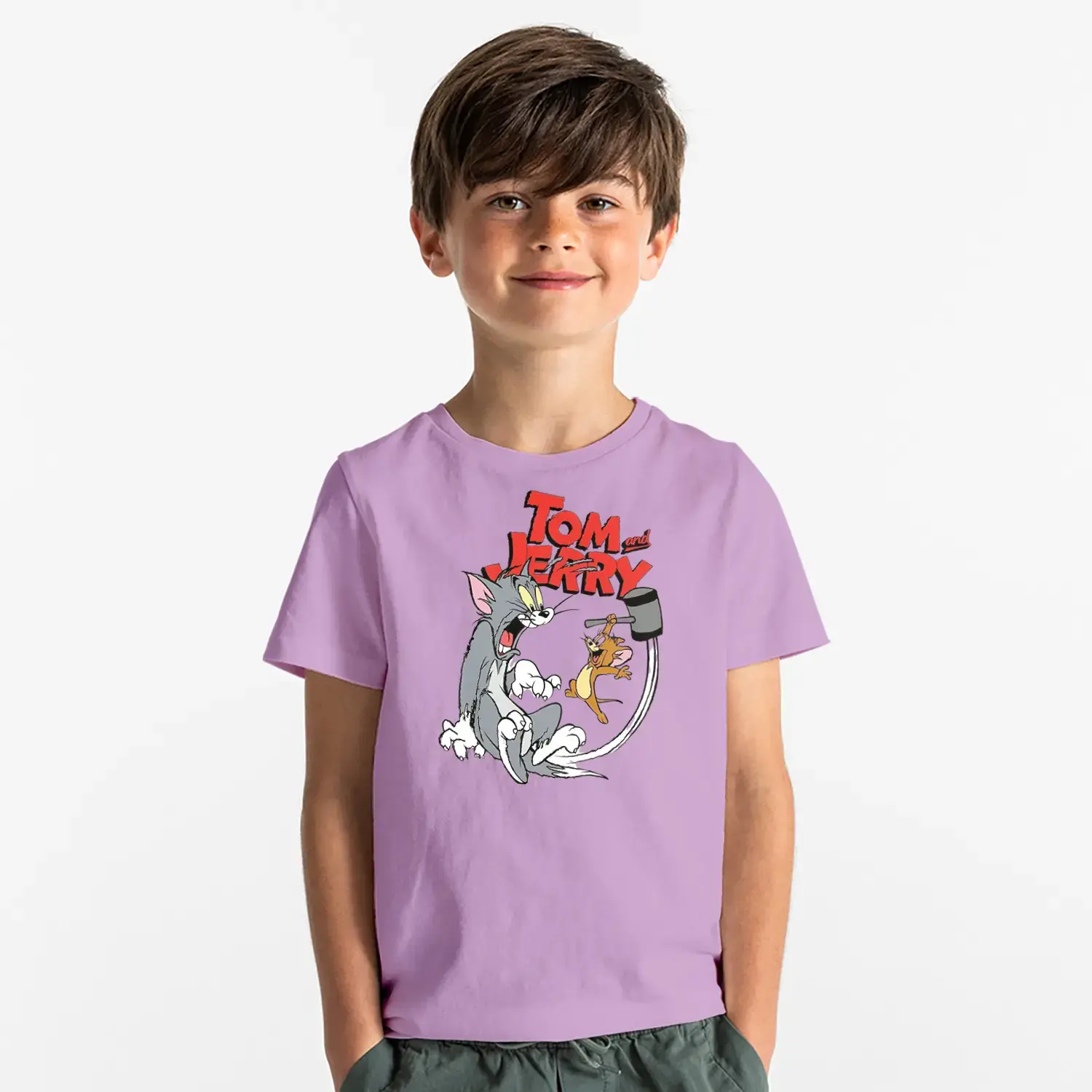 Kedi Fare Kovalamaca Eğlenceli Baskılı Erkek Çocuk Tişört