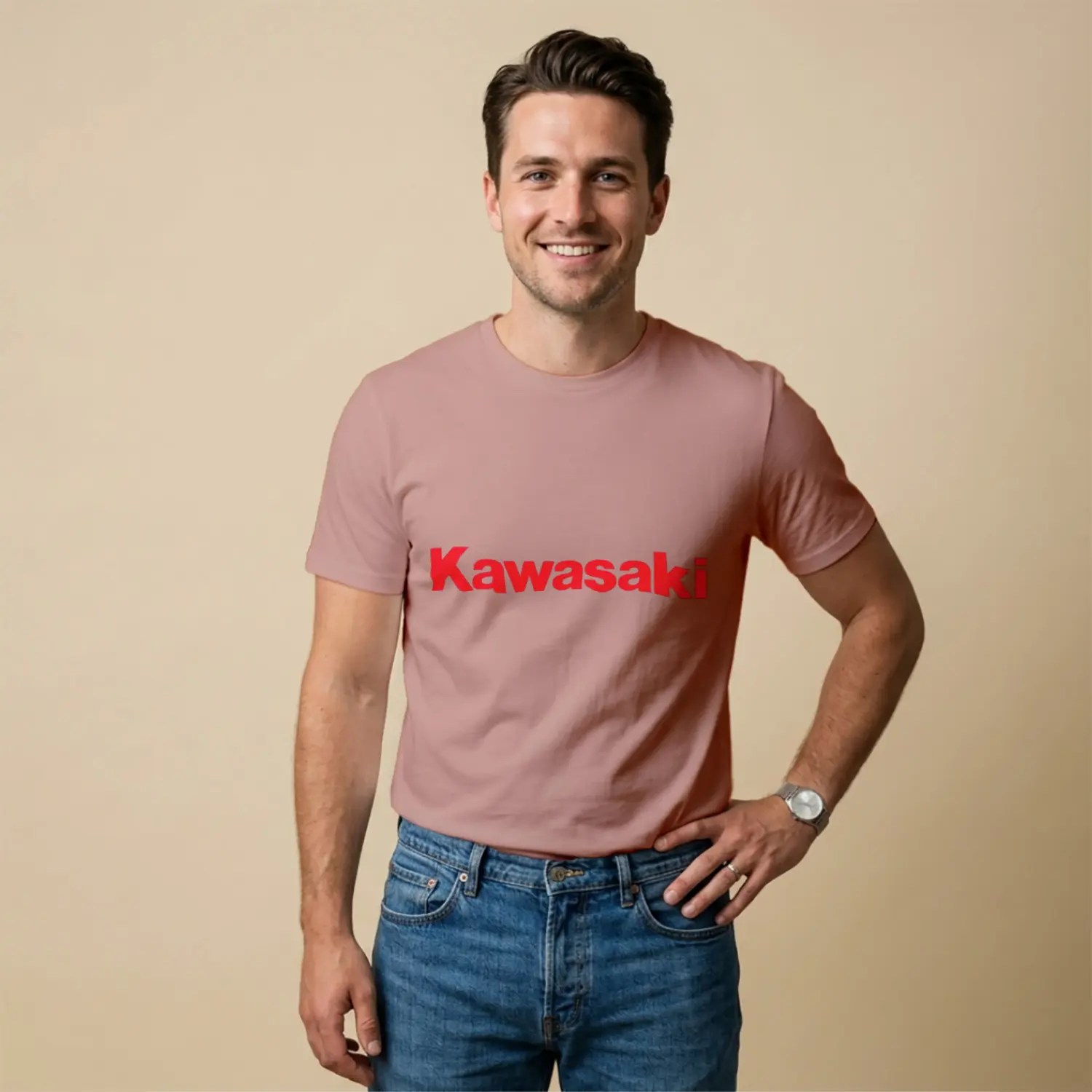 Kırmızı Etkili Yazı Tasarımlı Baskılı Erkek Tişört