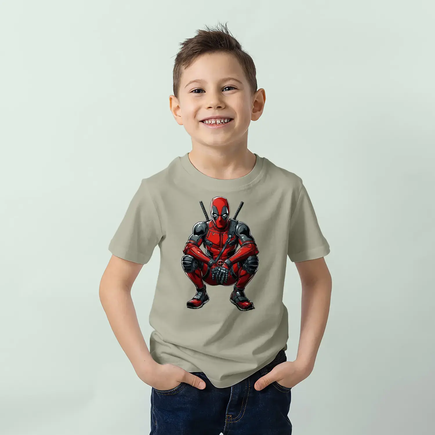 Kırmızı Maskeli Anti Kahraman Baskılı Erkek Çocuk Tişörtü