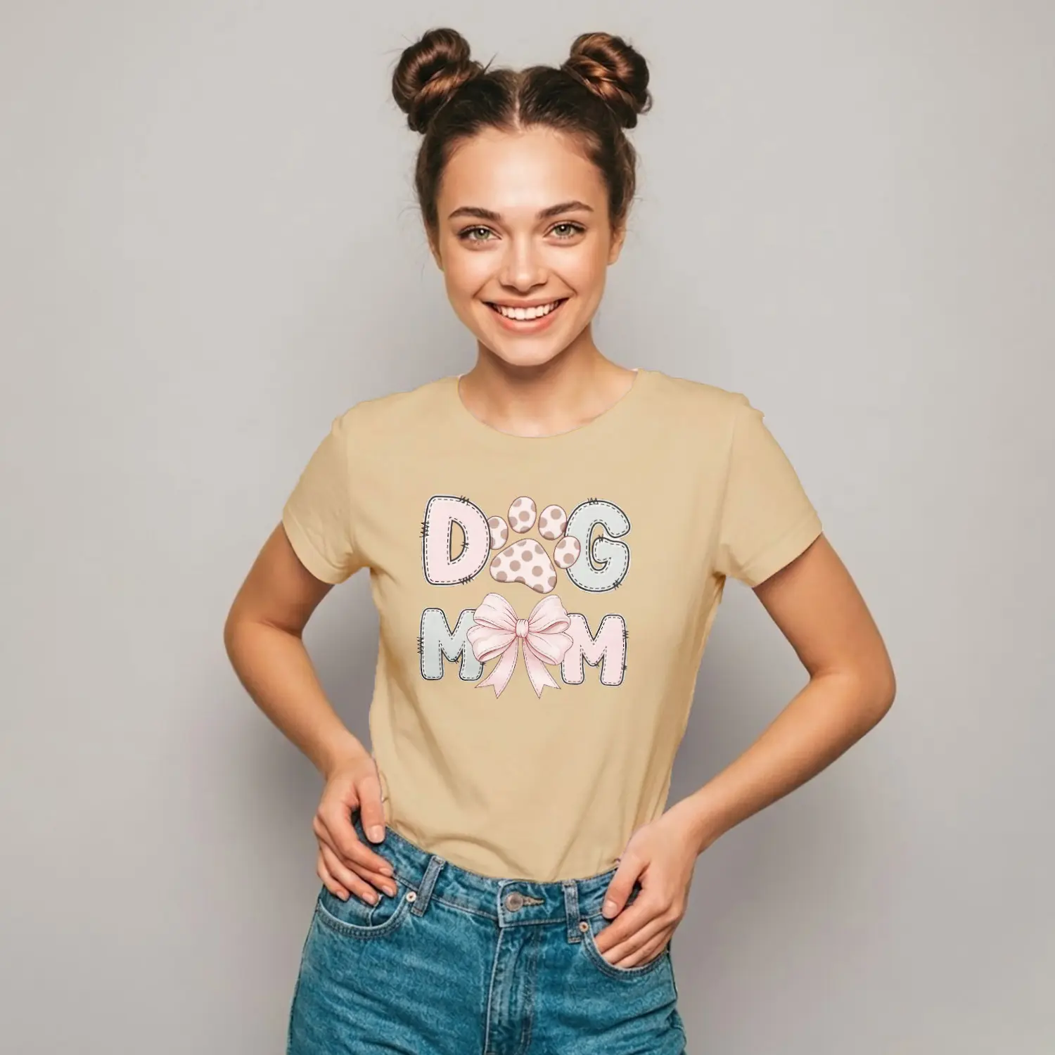 Köpek Annesi Dog Mom Sevimli Baskılı Kadın Tişört