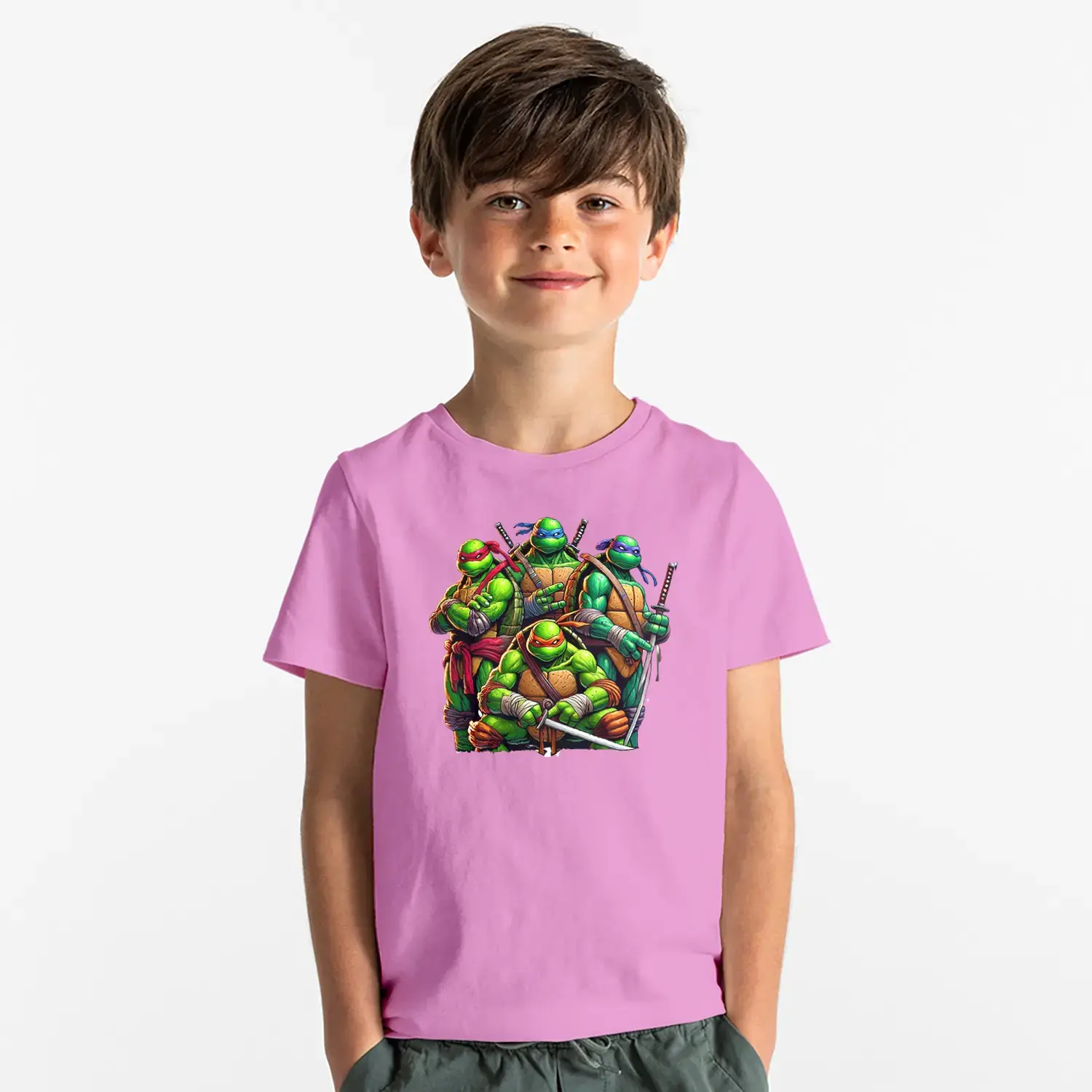 Ninja Kaplumbağa Dörtlüsü Aksiyon Baskılı Erkek Çocuk Tişört