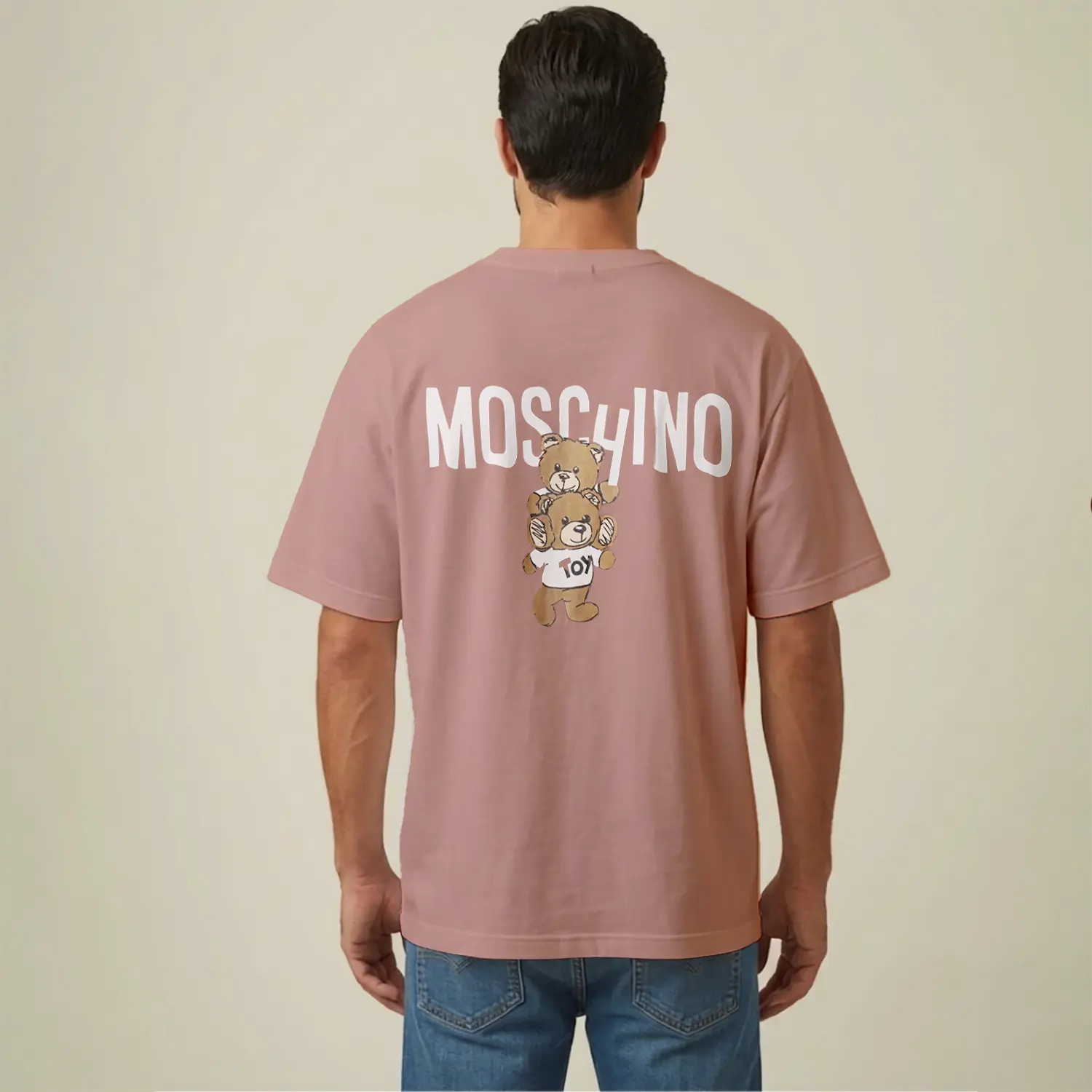 Oyuncak Ayı Desenli Pudra Baskılı Erkek Tişört