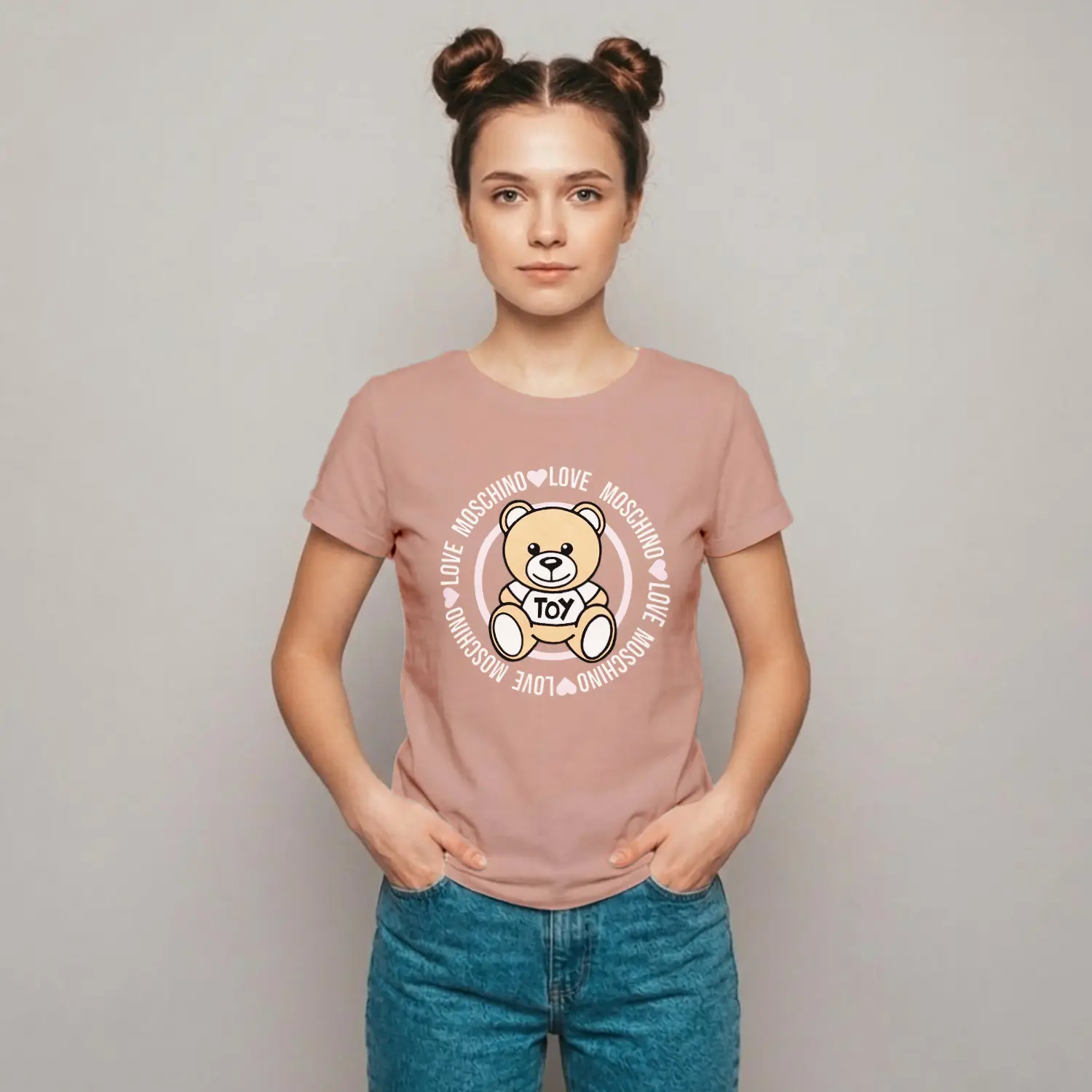 Oyuncak Ayı Tasarımlı Baskılı Kadın Tişört