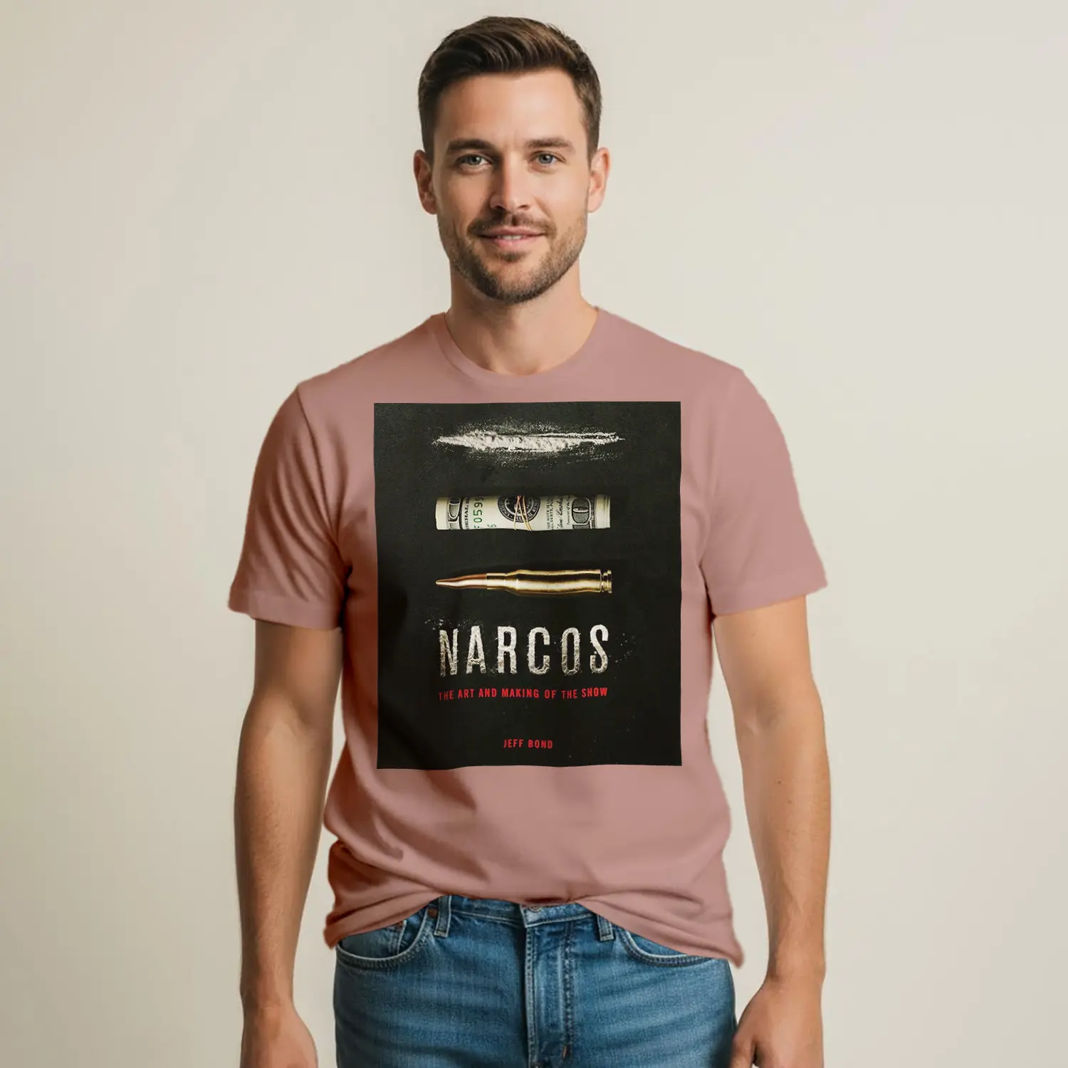 Para Mermi Ve Toz Temalı Baskılı Erkek Tişörtü