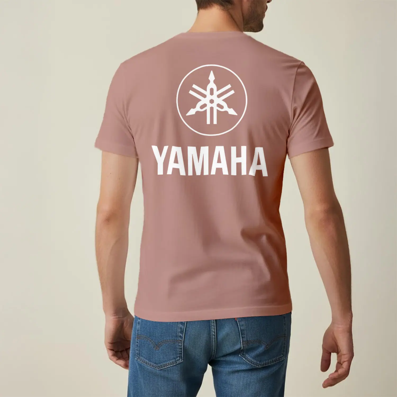 Pudra Renkli Sade Tasarım Baskılı Erkek Tişört