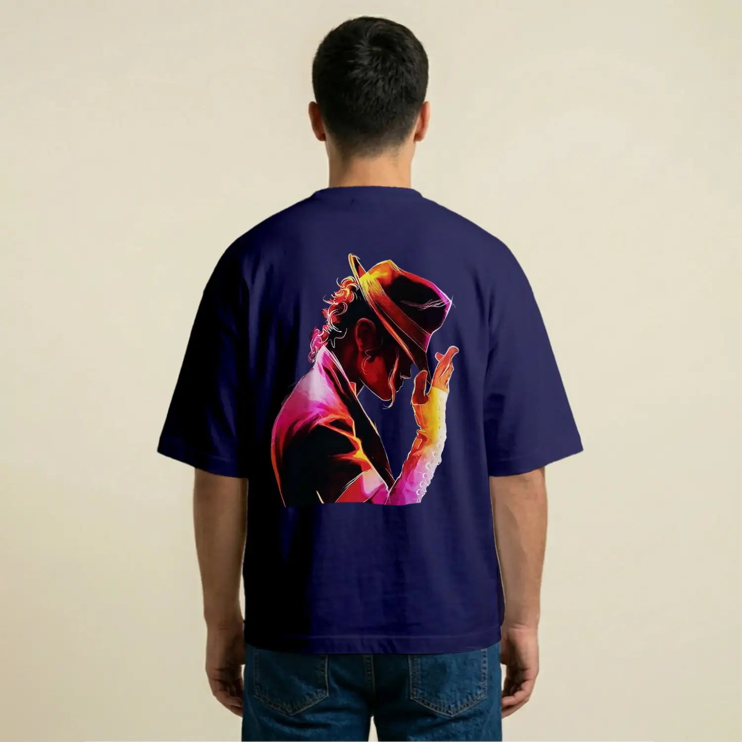 Şapkalı Renkli Silüet Tasarım Baskılı Erkek Tişört