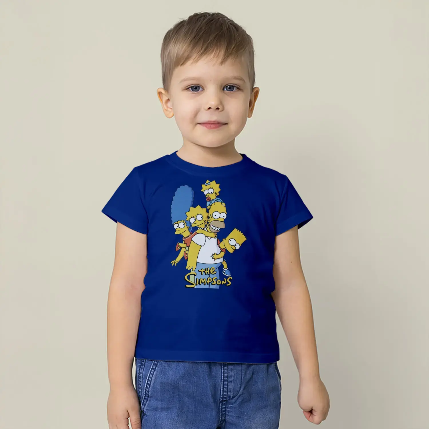 Sarı Aile Karakterleri Eglenceli Baskılı Erkek Çocuk Tişörtü