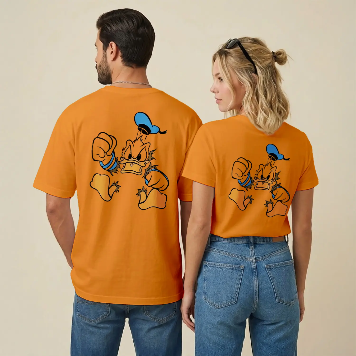 Sinirli Ördek Çizgi Film Karakteri Denizci Baskılı Unisex Tişört