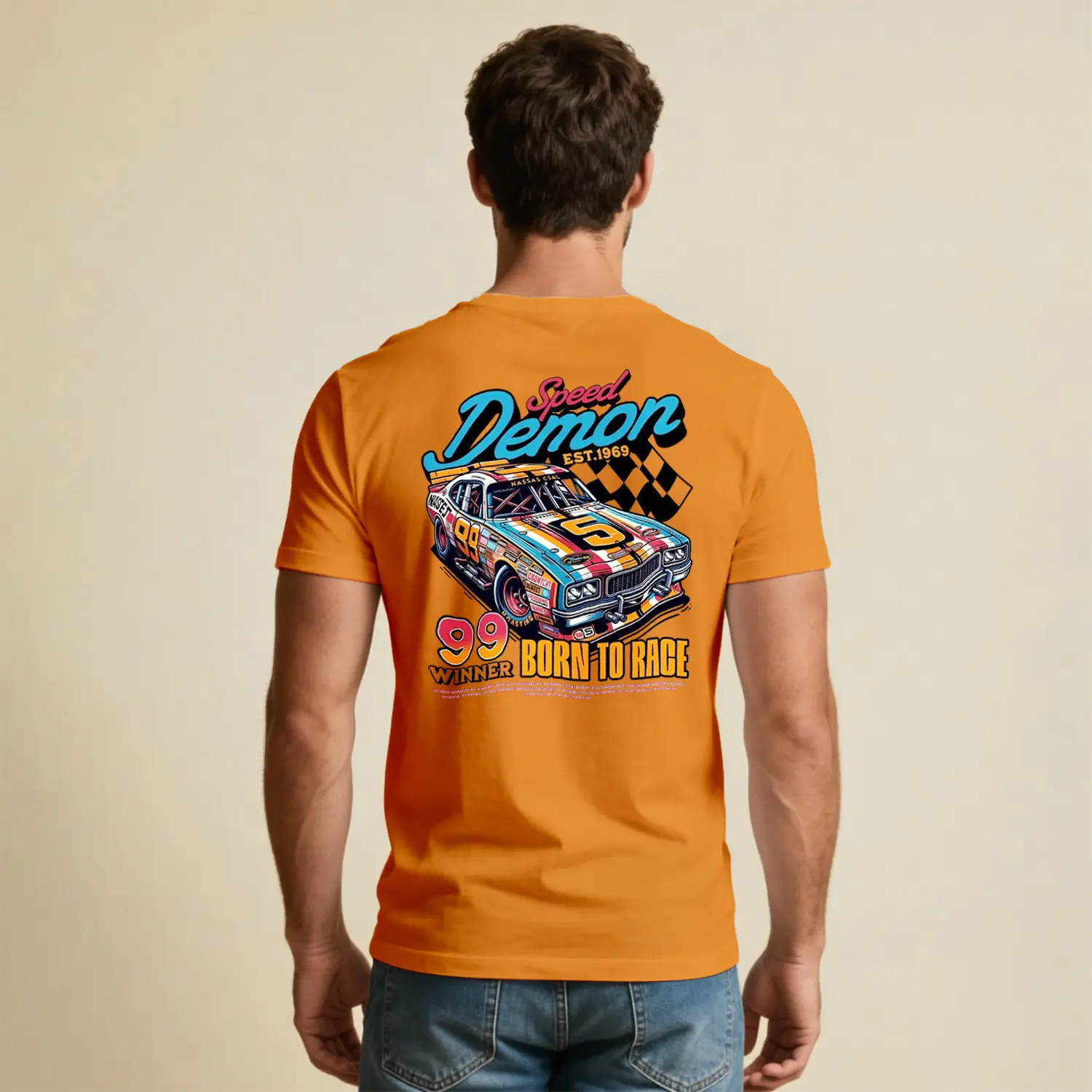 Speed Demon Born To Race Yarış Arabası Baskılı Erkek Tişört