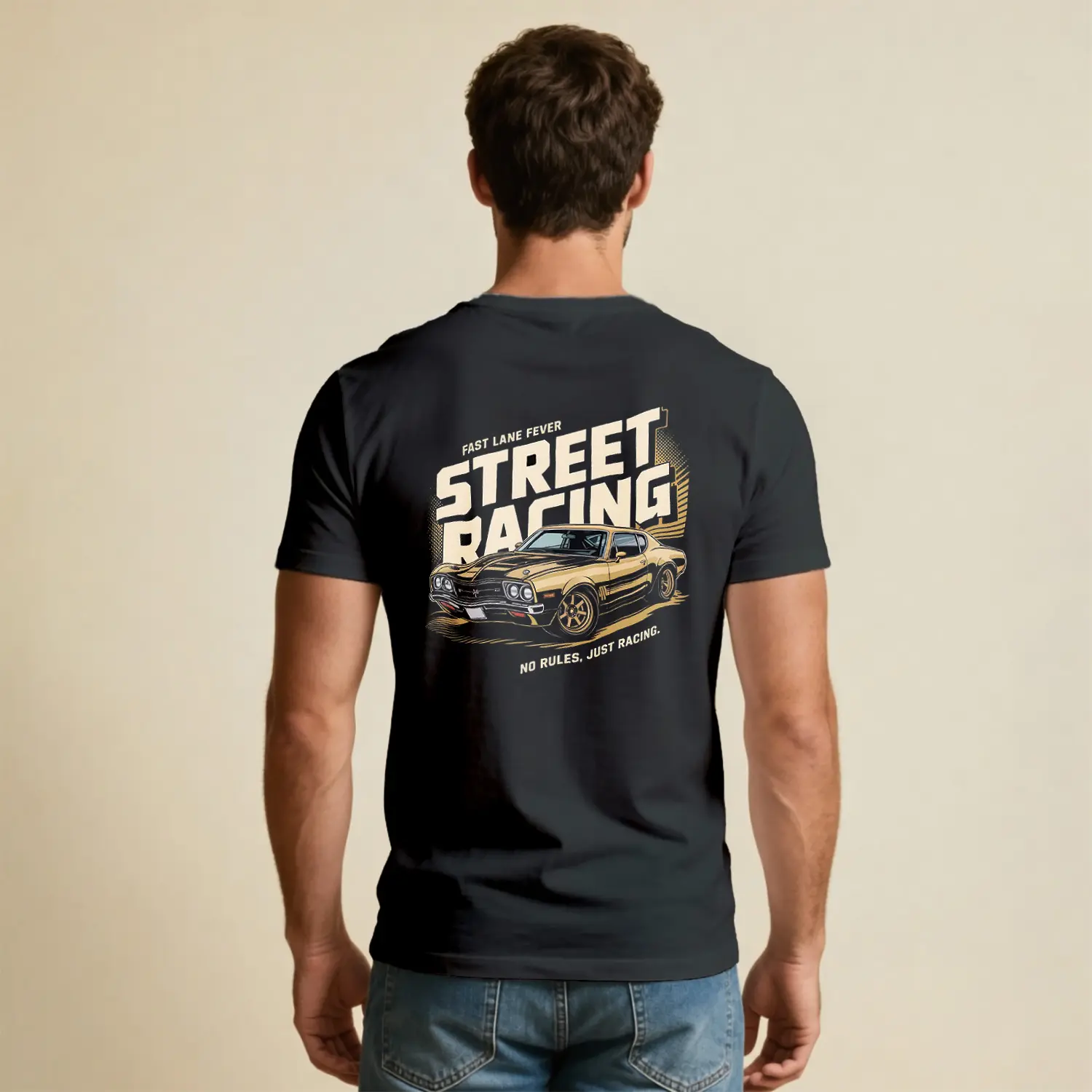 Street Racing Fast Lane Fever Klasik Araba Baskılı Erkek Tişört