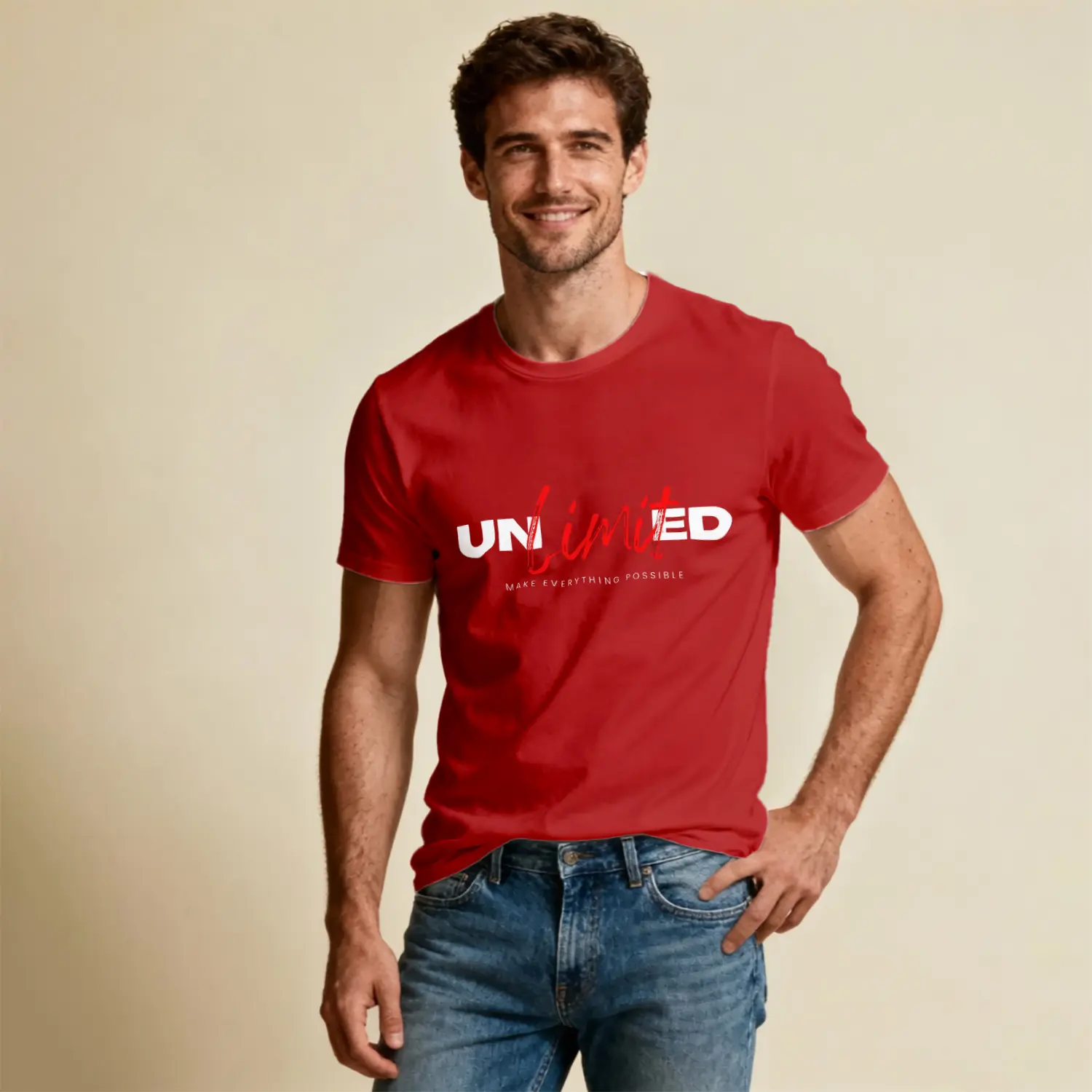 Unlimited Yazı Baskılı Erkek Tişört