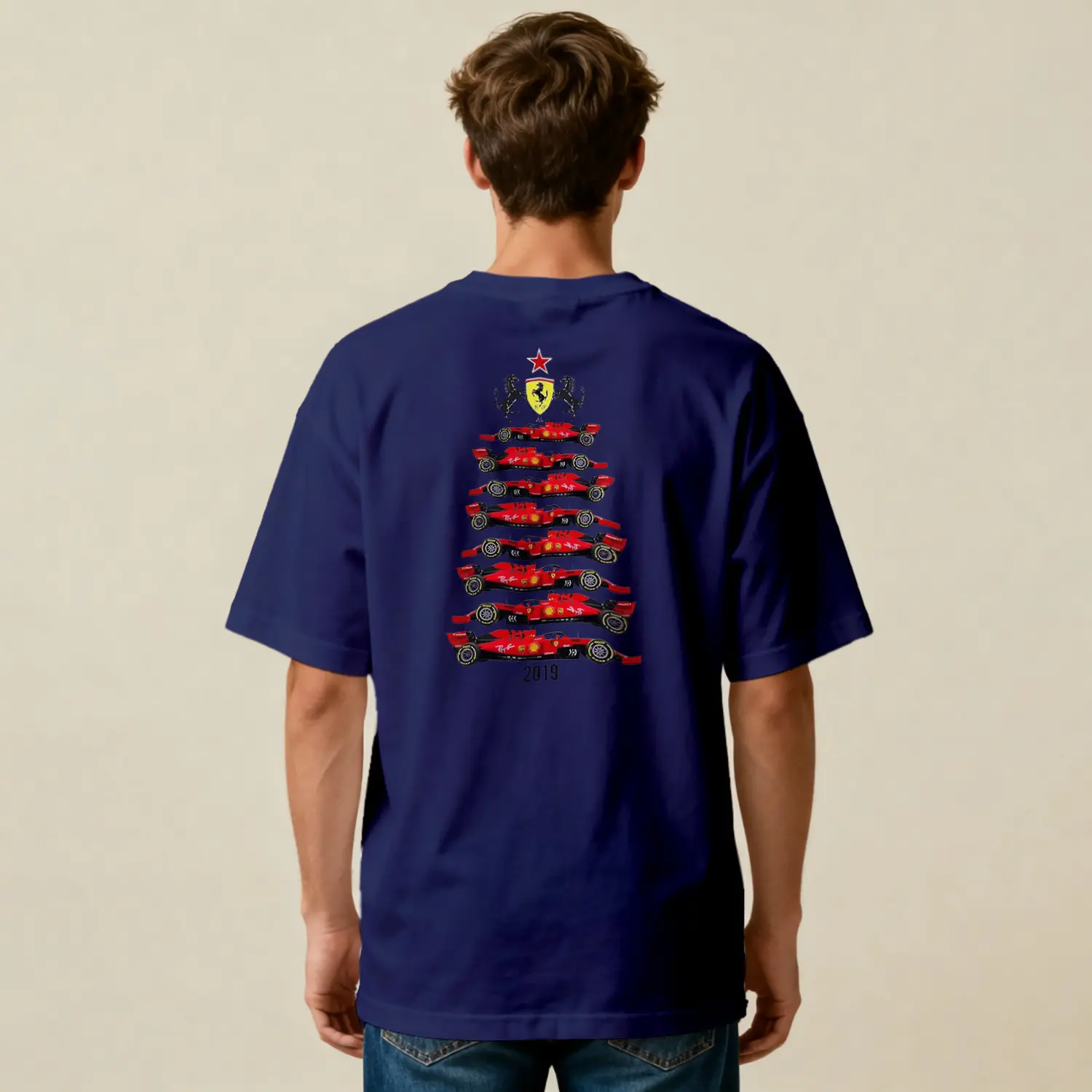 Yarış Araba Temalı Grafik Tasarım Baskılı Erkek Tişört