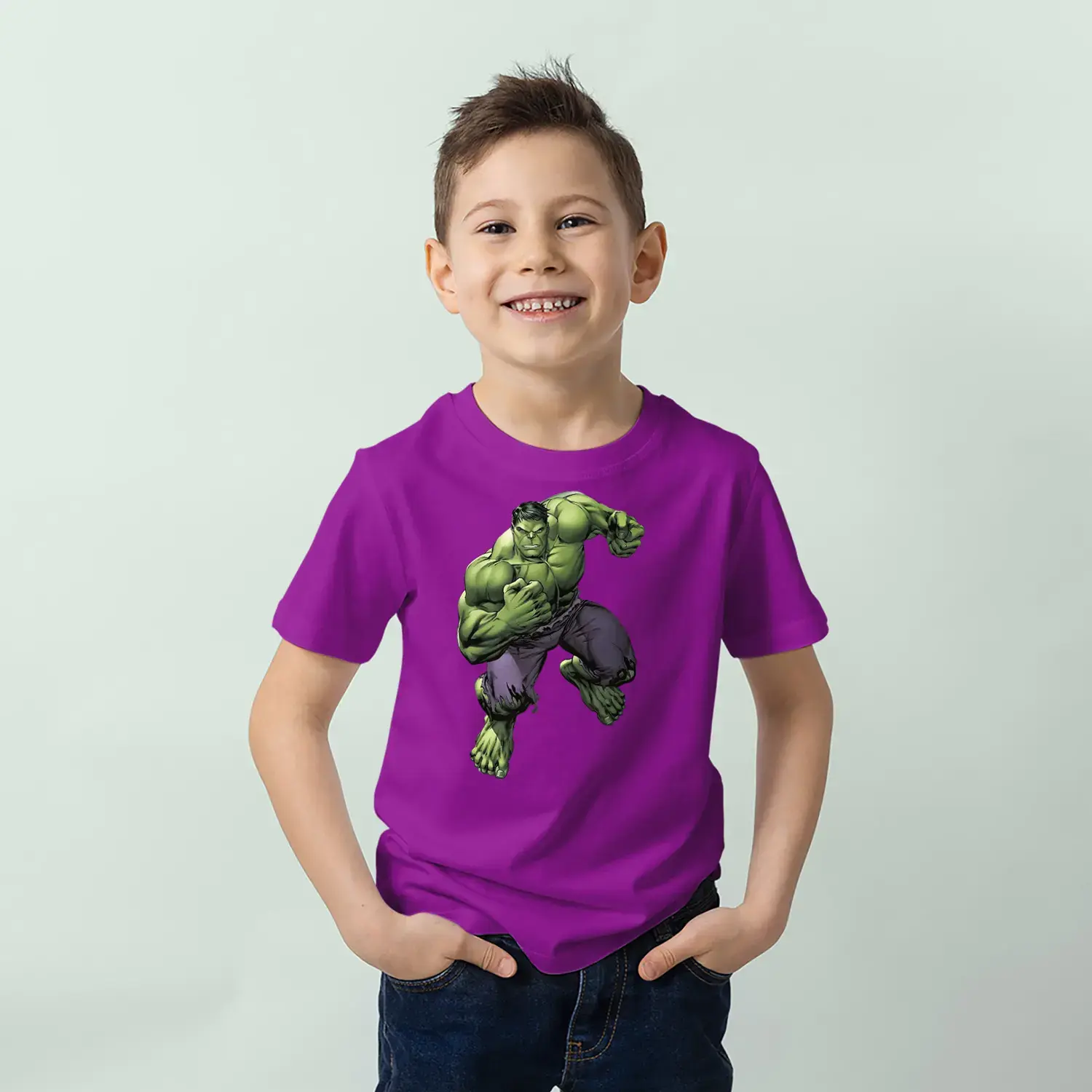 Yeşil Dev Güç Karakter Baskılı Erkek Çocuk Tişört