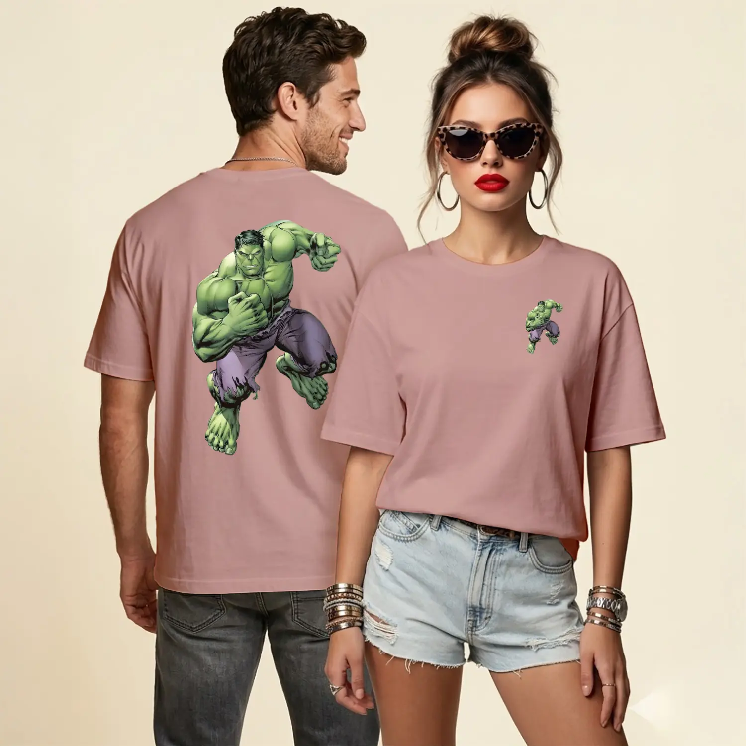 Yeşil Dev Süper Kahraman Figürü Baskılı Unisex Tişört