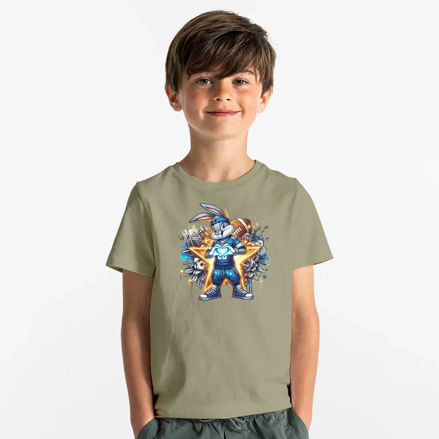 Yildiz Temalı Karizmatik Tavsan Baskılı Erkek Çocuk Tişörtü