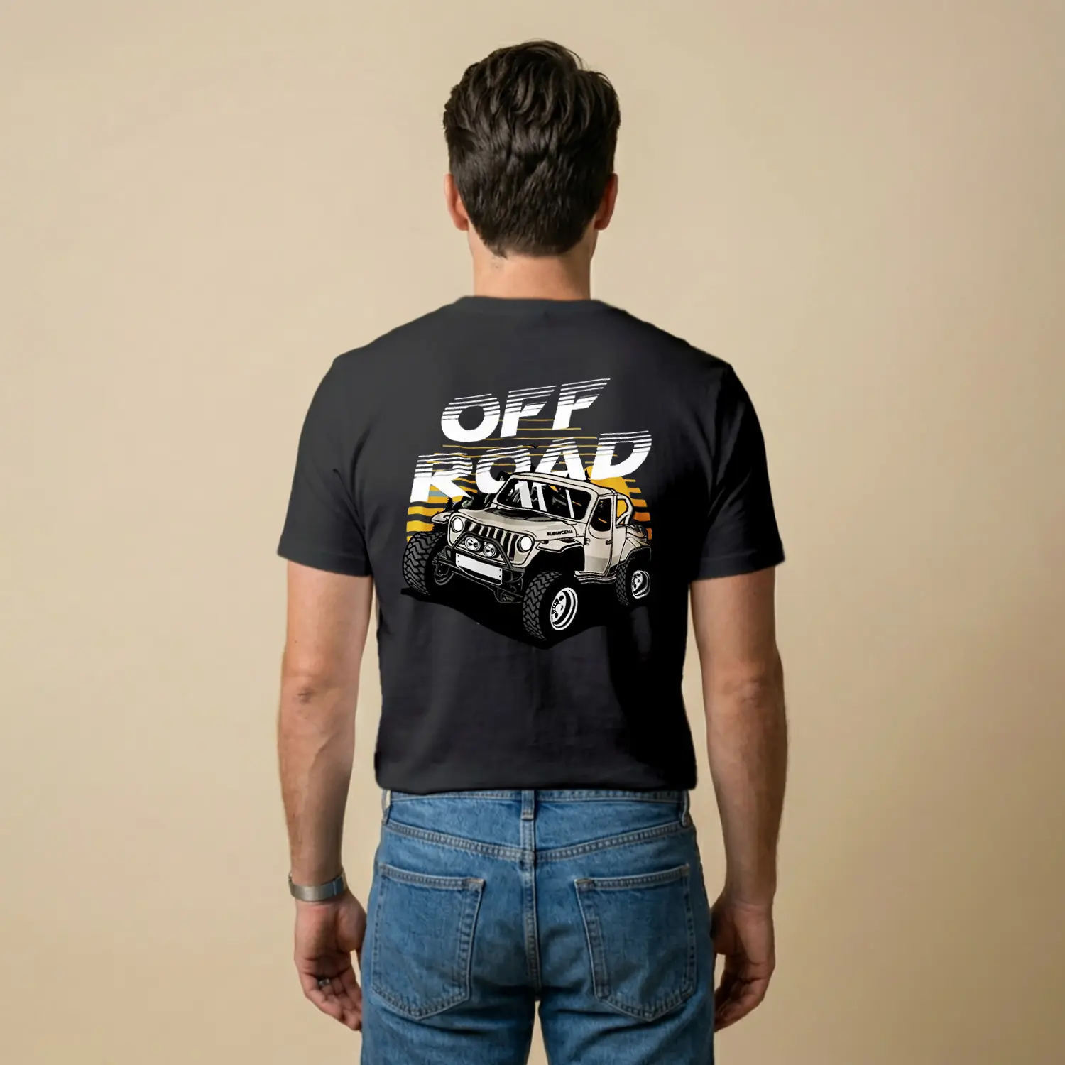 Yol Macerası Off Road Temalı Baskılı Erkek Tişört